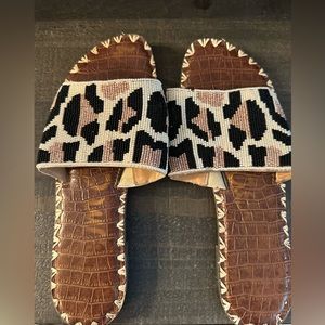 Sam Edelman Beaded Leopard Slides